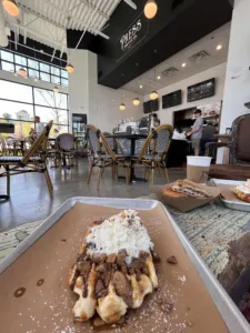 Press East Cobb pearl Sugar waffles made from beets